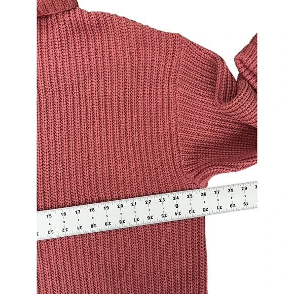 Free People Swim Too Deep Oversized Chunky Knit Mock Sweater Small‎ Marsala Pink - Picture 6 of 7